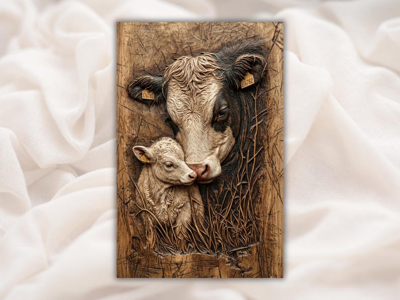 Cow & Calf 3D Relief STL