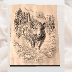 Wild Boar 3D Relief STL view 2