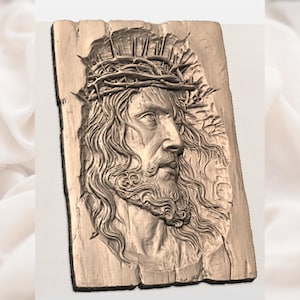 Jesus Face Crown of Thorns 3D Relief STL view 3