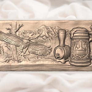 Eagle Beer Stein Relief STL view 3