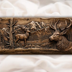 Buck Deer Bas Relief STL view 1