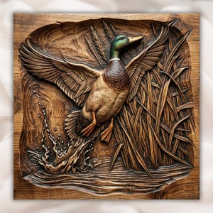 Mallard Duck Landing 3D Relief STL view 1