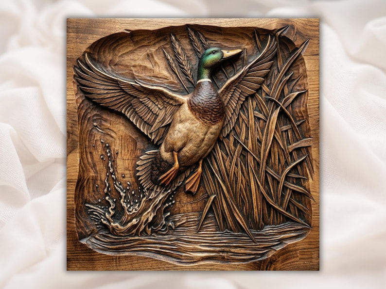 Mallard Duck Landing 3D Relief STL
