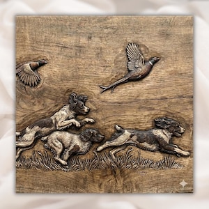 Hunting Dogs 3D Relief STL view 1