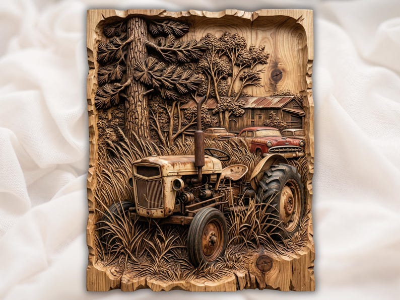 Vintage Tractor 3D Relief STL