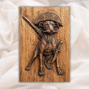 Funny Cowboy Dog 3D Relief STL view 1
