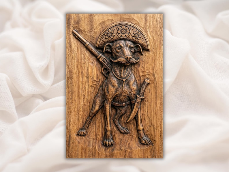 Funny Cowboy Dog 3D Relief STL