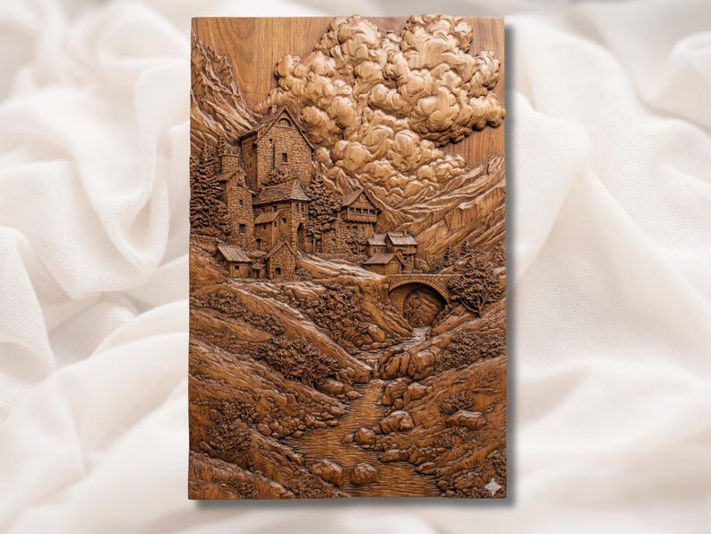 Medieval Castle Village 3D Relief STL