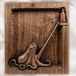Funny Octopus Hot Sauce Relief STL view 1