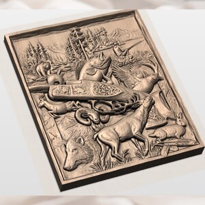 Hunting Trophy Collage 3D Relief STL view 2