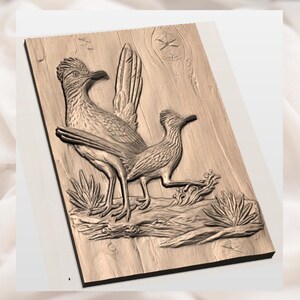 Roadrunner Pair 3D Relief STL view 3