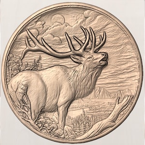 Elk Wall Art STL view 3