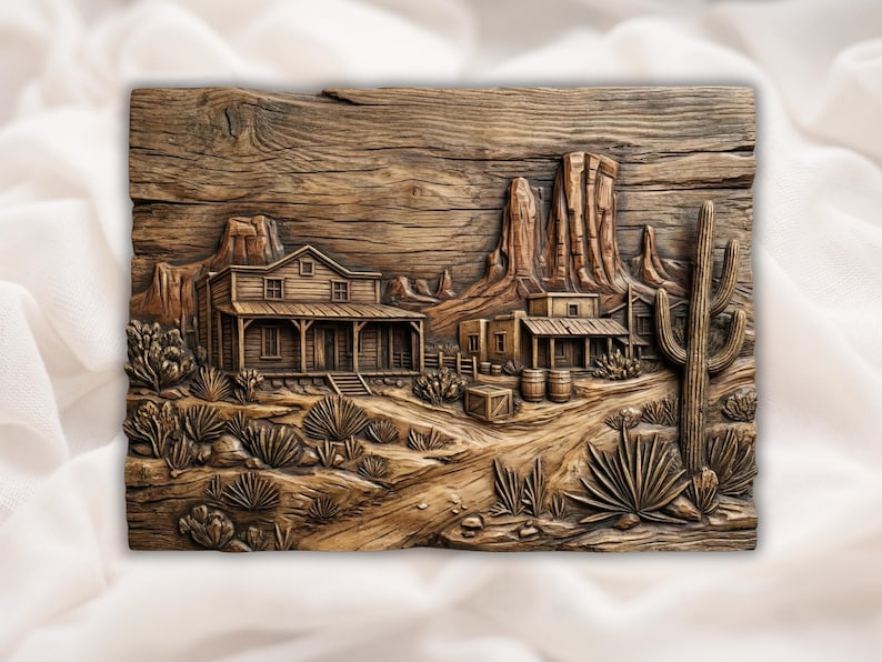 Wild West Desert Town 3D Relief STL