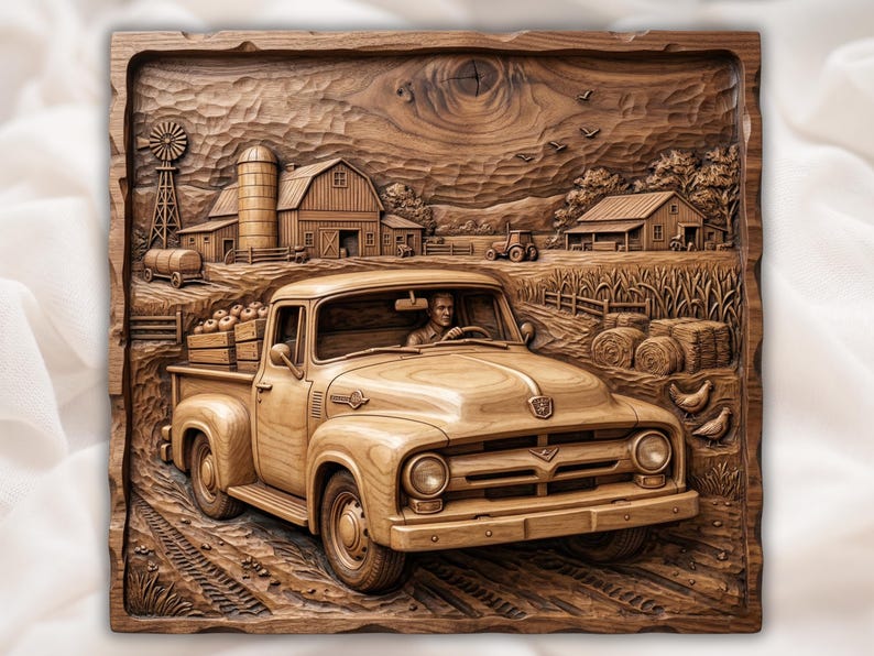 Vintage Truck 3D Relief STL