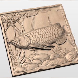 Arowana Fish 3D Relief STL for CNC Router view 3