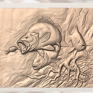 Bass Fishing 3D Relief STL File view 2