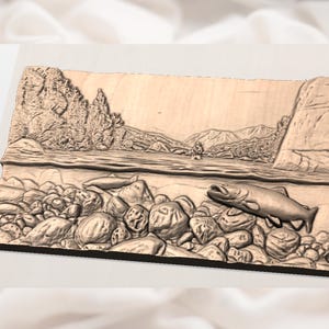 Trout River Cutaway 3D Relief STL view 3