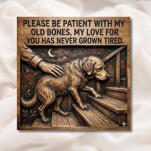 Senior Dog Memorial Quote 3D Relief STL view 1