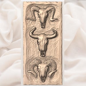 Western Skull Trio STL view 3