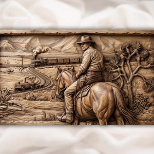 Western Cowboy on Horse STL view 1