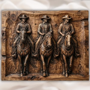 Cowboys on Horseback STL Relief view 1