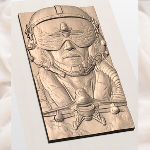 Fighter Pilot Helmet 3D Relief STL view 3
