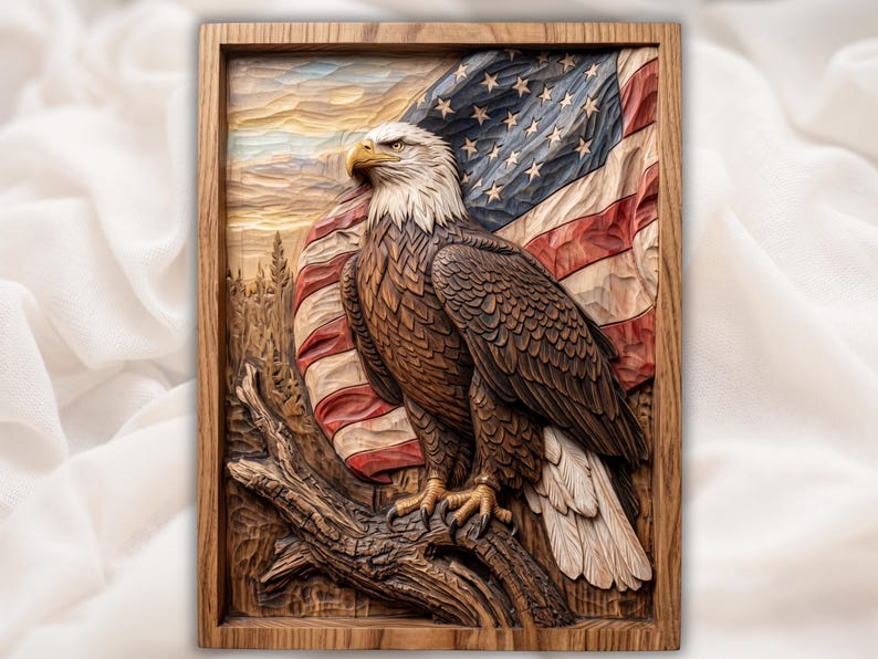 Patriotic Eagle Bas Relief STL