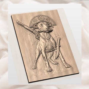 Funny Cowboy Dog 3D Relief STL view 3