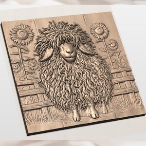 Curly Wool Sheep 3D Relief STL view 3