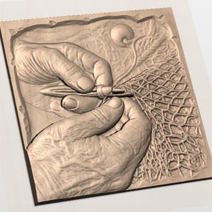 Fishing Net Repair Relief STL view 2