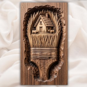 Farmhouse Paint Brush STL view 1
