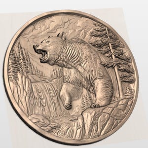 Roaring Bear Waterfall 3D Relief STL for CNC Router view 2