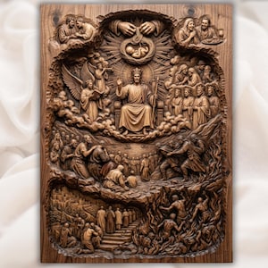 Jesus Judgment Day 3D Relief STL view 1