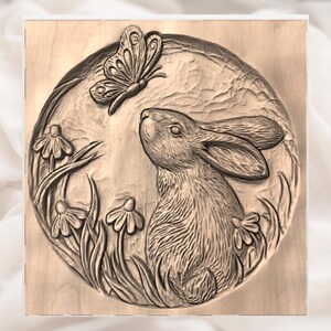 Bunny Rabbit 3D Relief STL File view 3