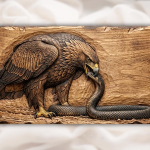Eagle vs Snake 3D Relief STL view 1