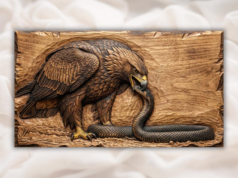 Eagle vs Snake 3D Relief STL