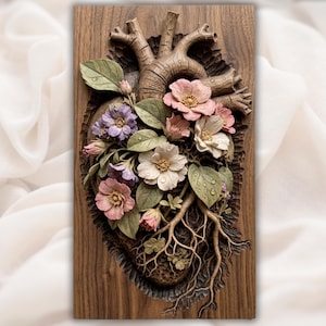 Floral Anatomical Heart STL view 1