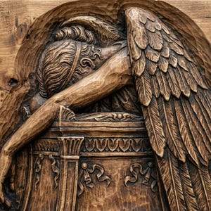 Grieving Angel 3D Relief STL for CNC Router view 1