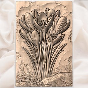 Crocus Flowers 3D Relief STL for CNC Router view 3