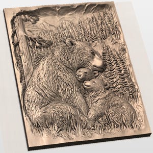 Bear Family 3D Relief STL for CNC Router view 3