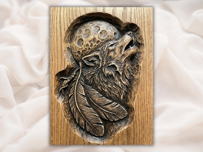 Howling Wolf Moon 3D Relief STL