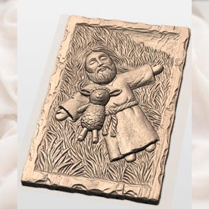 Jesus and Lamb Relief STL view 2