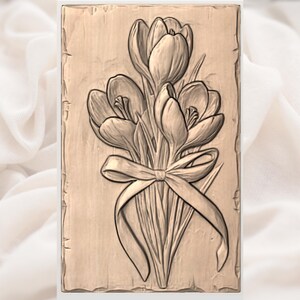 Crocus Flowers Relief STL view 2