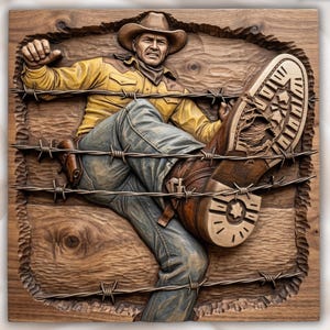 Cowboy Barbed Wire Relief view 1