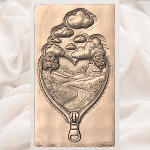 Heart Zipper Landscape 3D Relief STL view 3