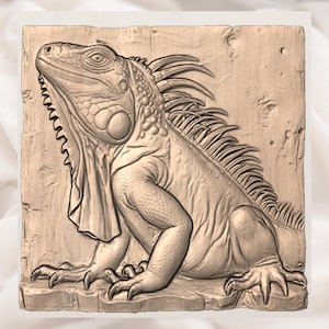 Bearded Dragon Iguana 3D Relief STL view 2