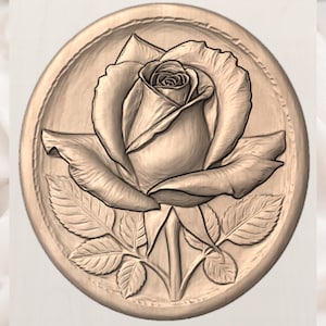 Rose 3D Relief STL view 3