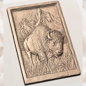 Bison Buffalo 3D Relief STL view 2