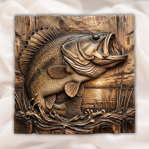 Largemouth Bass 3D Relief STL view 1