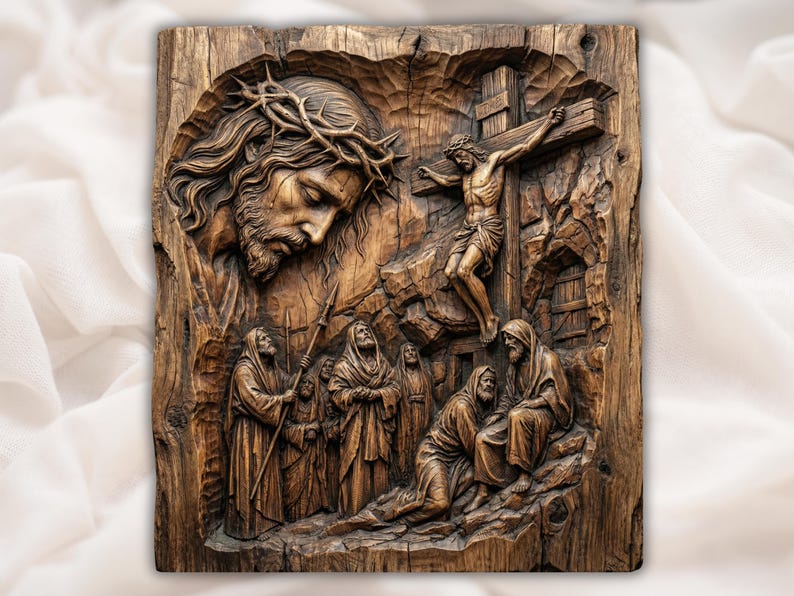 Crucifixion Scene 3D Relief STL